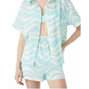 Kate Spade Women’s Low Tide Blue White Cover Up Shorts, Size L NWT Flowing